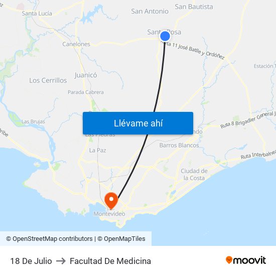 18 De Julio to Facultad De Medicina map