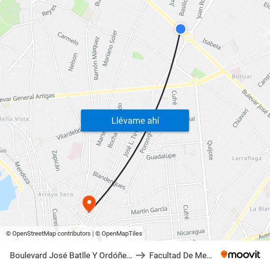 Boulevard José Batlle Y Ordóñez, 3900 to Facultad De Medicina map