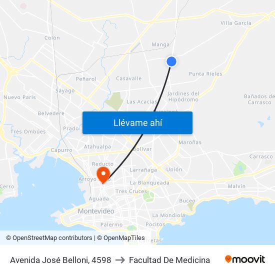 Avenida José Belloni, 4598 to Facultad De Medicina map