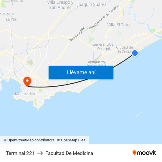 Terminal 221 to Facultad De Medicina map