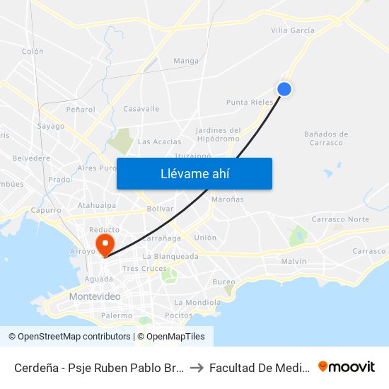 Cerdeña - Psje Ruben Pablo Brando to Facultad De Medicina map