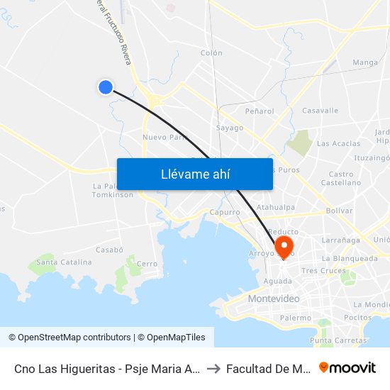 Cno Las Higueritas - Psje Maria Angelica Piola to Facultad De Medicina map
