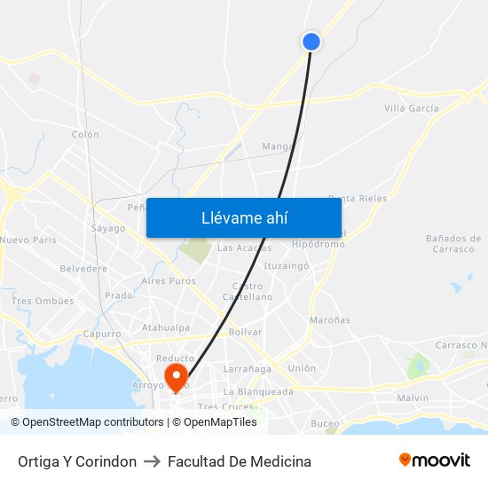 Ortiga Y Corindon to Facultad De Medicina map