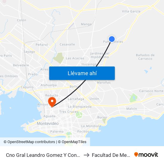 Cno Gral Leandro Gomez Y Cont Caviglia to Facultad De Medicina map