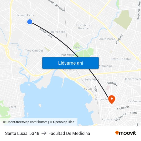 Santa Lucía, 5348 to Facultad De Medicina map
