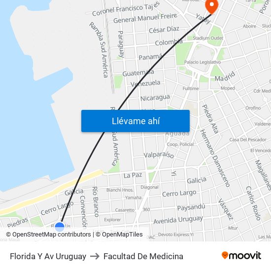 Florida Y Av Uruguay to Facultad De Medicina map