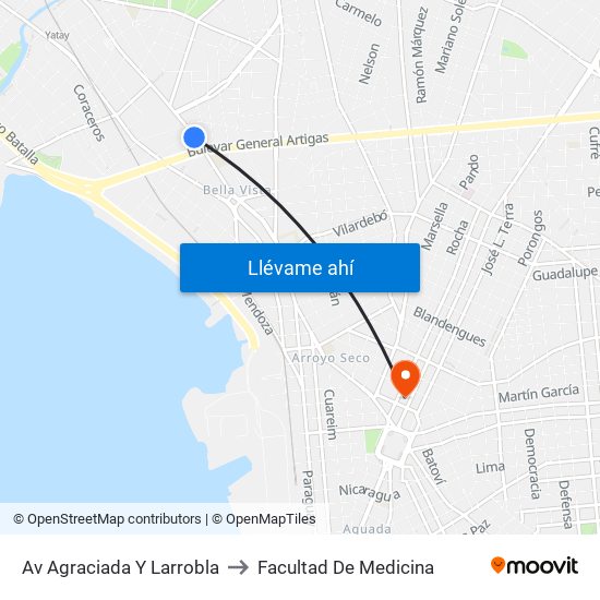 Av Agraciada Y Larrobla to Facultad De Medicina map