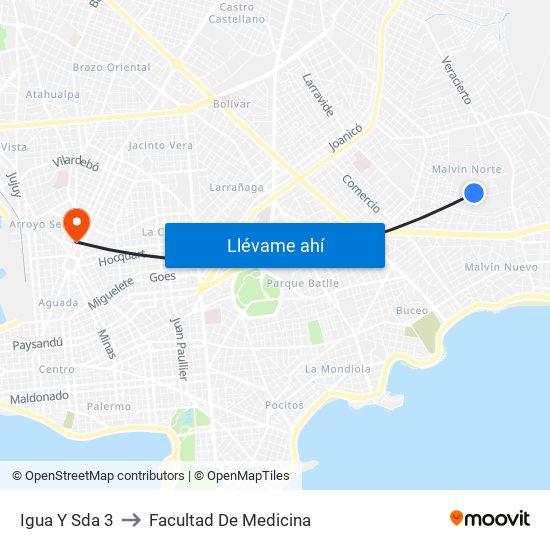 Igua Y Sda 3 to Facultad De Medicina map