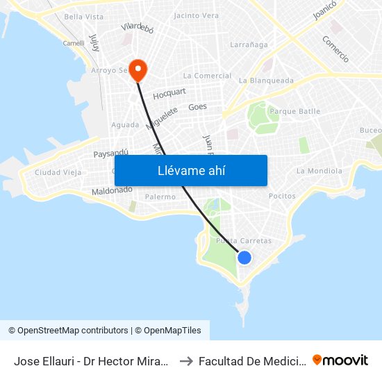 Jose Ellauri - Dr Hector Miranda to Facultad De Medicina map