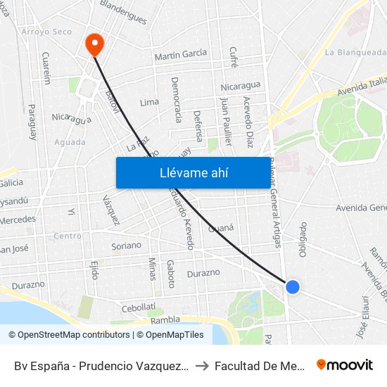 Bv España - Prudencio Vazquez Y Vega to Facultad De Medicina map