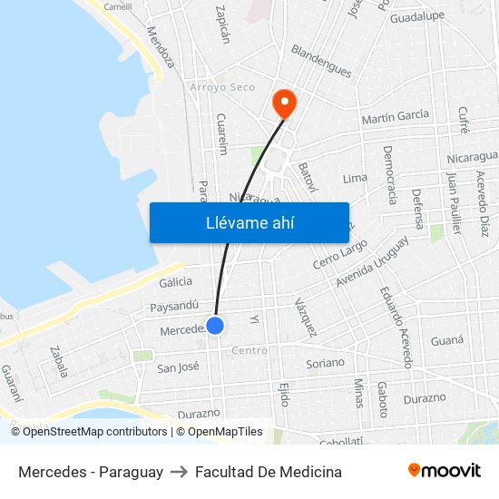 Mercedes - Paraguay to Facultad De Medicina map
