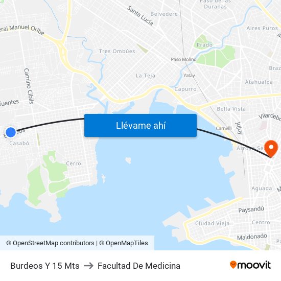 Burdeos Y 15 Mts to Facultad De Medicina map