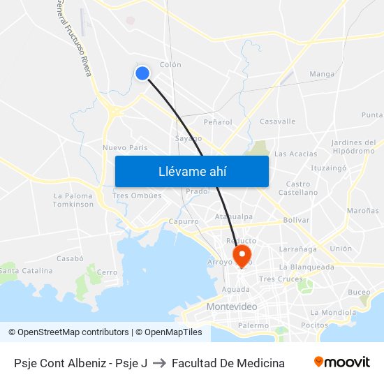 Psje Cont Albeniz - Psje J to Facultad De Medicina map