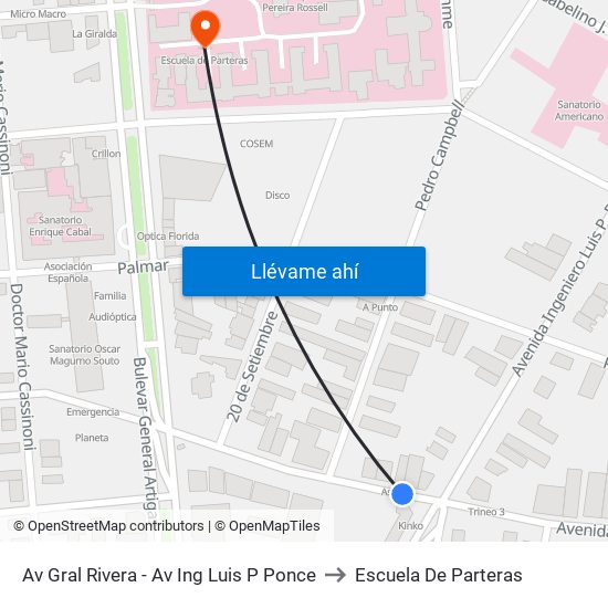 Av Gral Rivera - Av Ing Luis P Ponce to Escuela De Parteras map