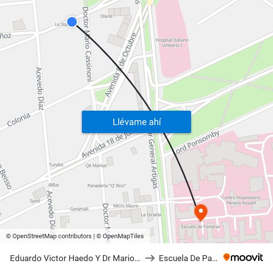 Eduardo Victor Haedo Y Dr Mario Cassinoni to Escuela De Parteras map