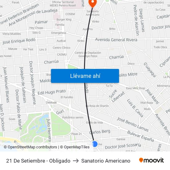 21 De Setiembre - Obligado to Sanatorio Americano map