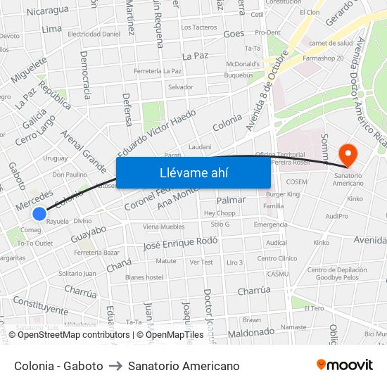 Colonia - Gaboto to Sanatorio Americano map