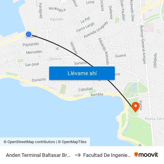 Anden Terminal Baltasar Brum to Facultad De Ingeniería map