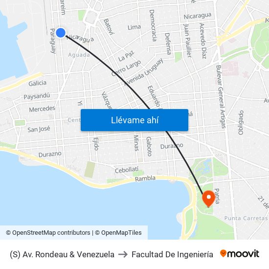 (S) Av. Rondeau & Venezuela to Facultad De Ingeniería map