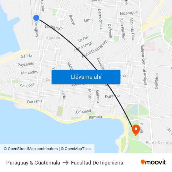 Paraguay & Guatemala to Facultad De Ingeniería map