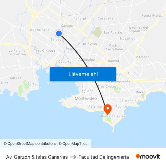 Av. Garzón & Islas Canarias to Facultad De Ingeniería map