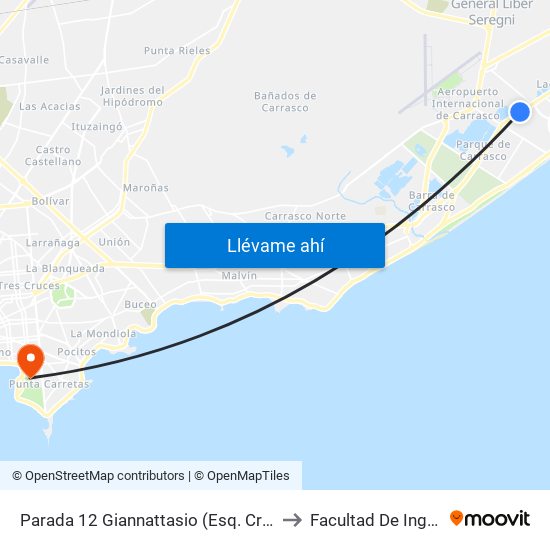 Parada 12 Giannattasio (Esq. Cruz Del Sur) to Facultad De Ingeniería map