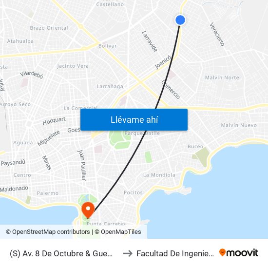 (S) Av. 8 De Octubre & Guemes to Facultad De Ingeniería map