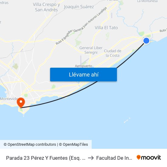 Parada 23 Pérez Y Fuentes (Esq. Gral. Artigas) to Facultad De Ingeniería map
