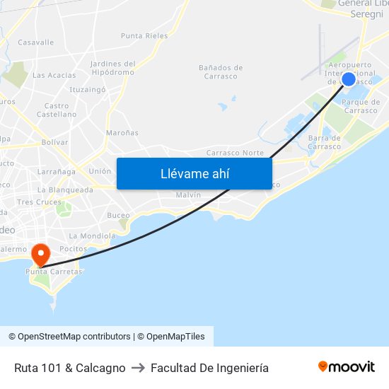 Ruta 101 & Calcagno to Facultad De Ingeniería map