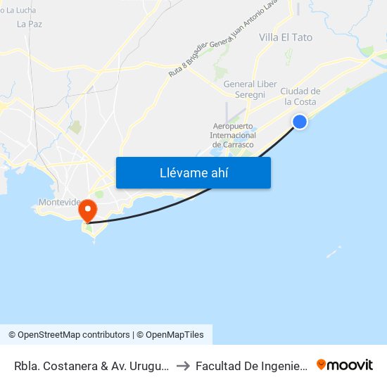 Rbla. Costanera & Av. Uruguay to Facultad De Ingeniería map