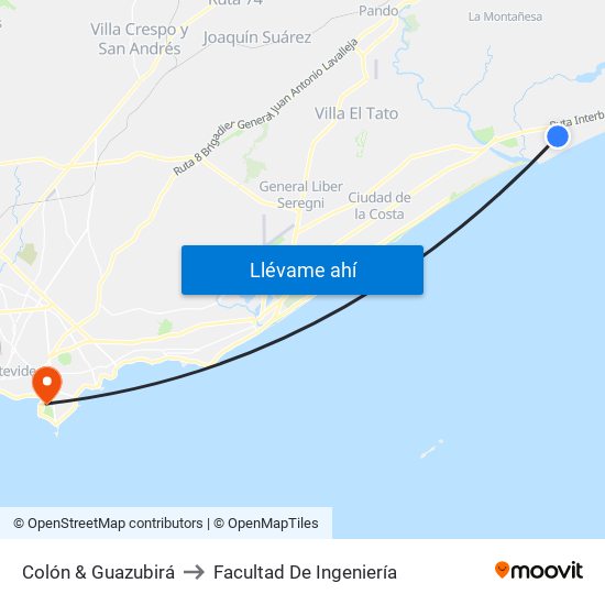 Colón & Guazubirá to Facultad De Ingeniería map