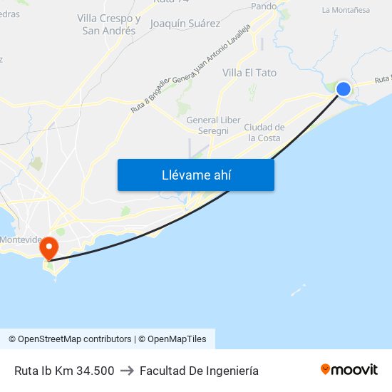 Ruta Ib Km 34.500 to Facultad De Ingeniería map