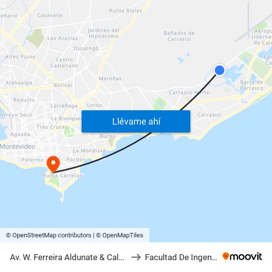 Av. W. Ferreira Aldunate & Calcagno to Facultad De Ingeniería map