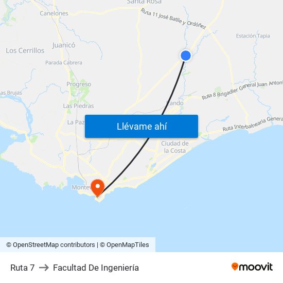 Ruta 7 to Facultad De Ingeniería map