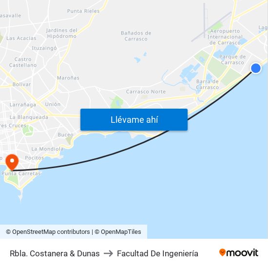 Rbla. Costanera & Dunas to Facultad De Ingeniería map