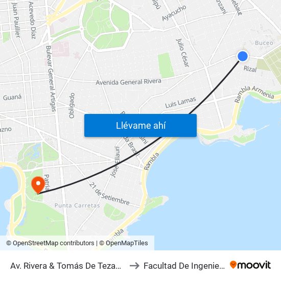 Av. Rivera & Tomás De Tezanos to Facultad De Ingeniería map