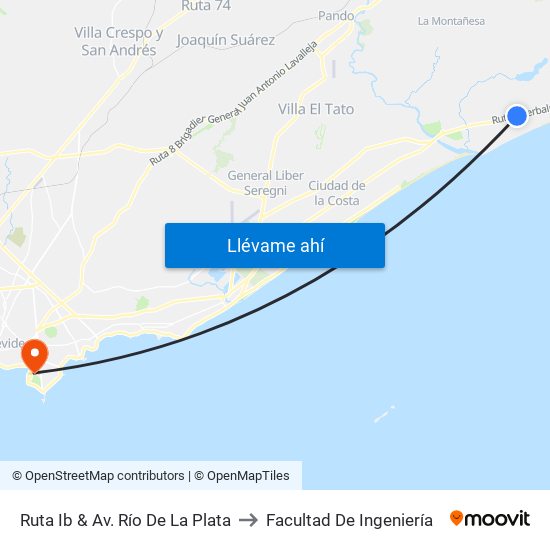 Ruta Ib & Av. Río De La Plata to Facultad De Ingeniería map