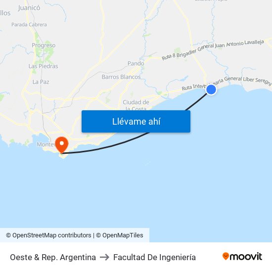 Oeste & Rep. Argentina to Facultad De Ingeniería map