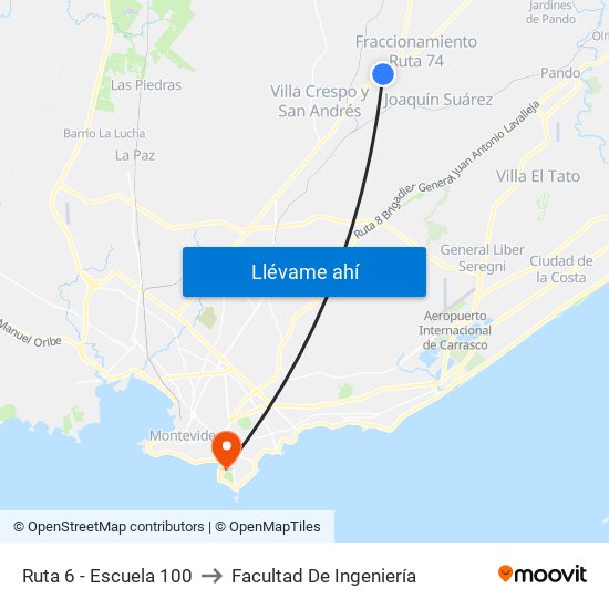 Ruta 6 - Escuela 100 to Facultad De Ingeniería map