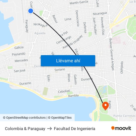 Colombia & Paraguay to Facultad De Ingeniería map