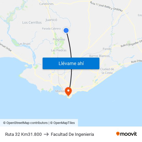 Ruta 32 Km31.800 to Facultad De Ingeniería map