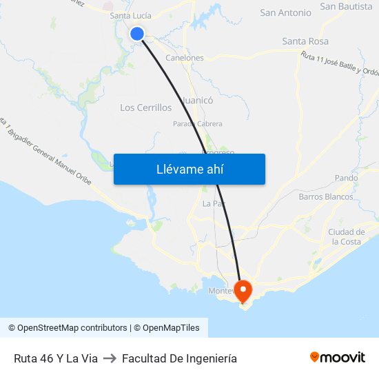 Ruta 46 Y La Via to Facultad De Ingeniería map