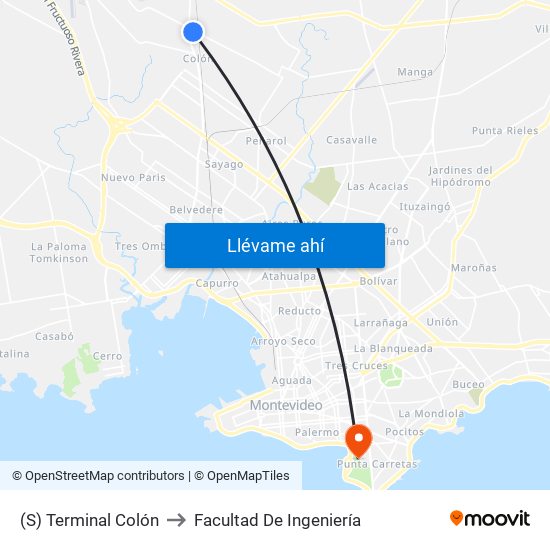 (S) Terminal Colón to Facultad De Ingeniería map