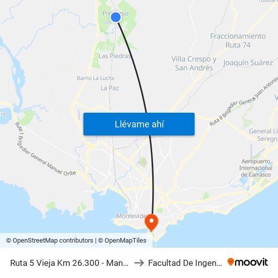 Ruta 5 Vieja Km 26.300 - Manzanos to Facultad De Ingeniería map