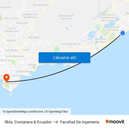 Rbla. Costanera & Ecuador to Facultad De Ingeniería map