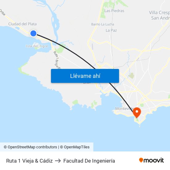 Ruta 1 Vieja & Cádiz to Facultad De Ingeniería map
