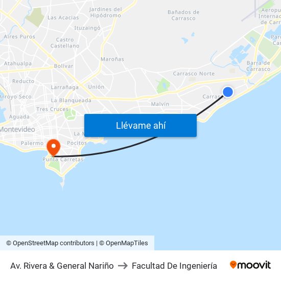Av. Rivera & General Nariño to Facultad De Ingeniería map