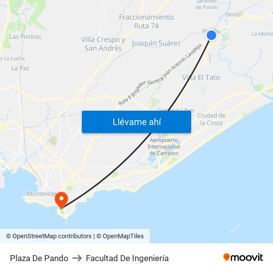 Plaza De Pando to Facultad De Ingeniería map
