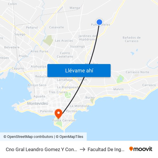 Cno Gral Leandro Gomez Y Cont Caviglia to Facultad De Ingeniería map