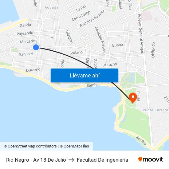 Rio Negro - Av 18 De Julio to Facultad De Ingeniería map